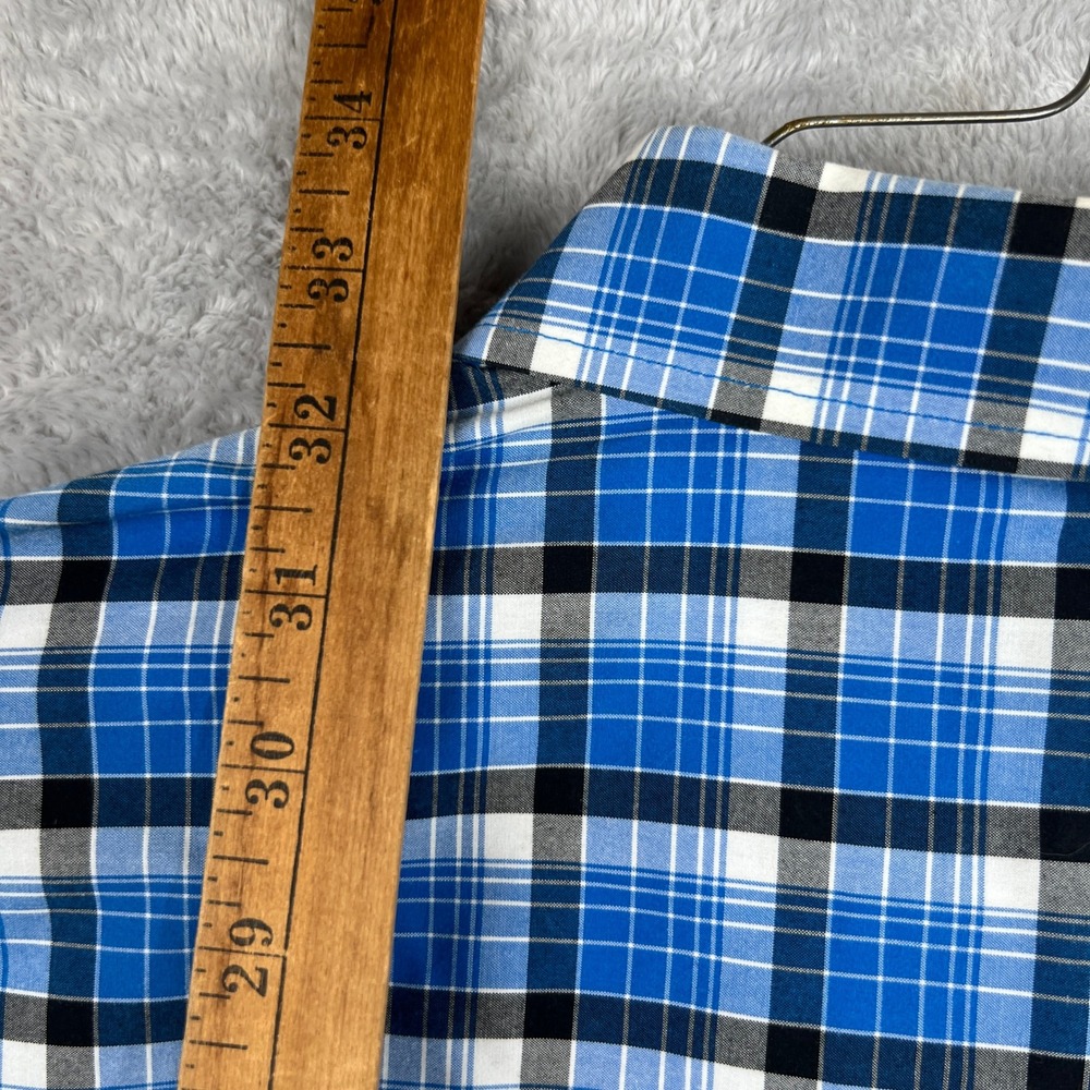Cinch Plaid Button Down Shirt L Blue Men Western Cowboy Long Sleeve Cotton - Picture 6 of 7